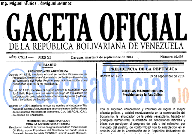 Gaceta Oficial 40493 del 9 Septiembre 2014
