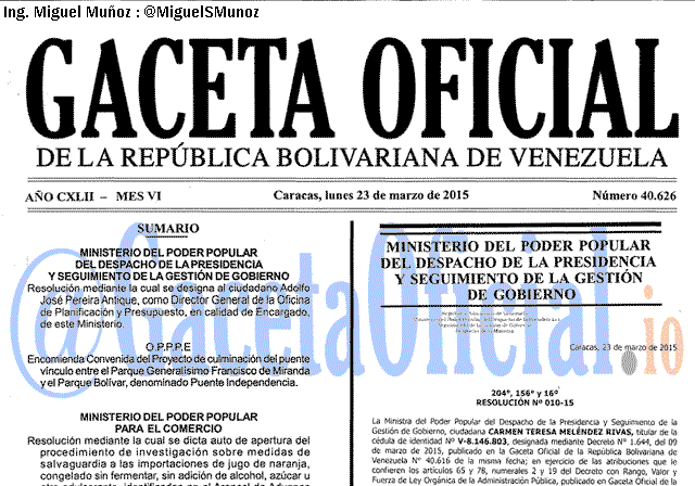 Gaceta Oficial 40626 del 23 marzo 2015