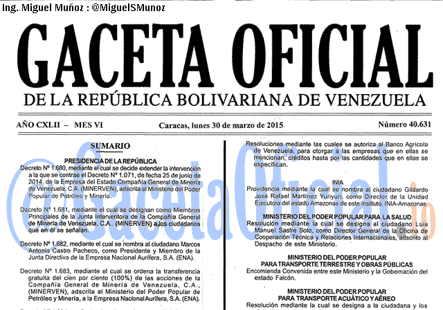 Gaceta Oficial 40631 del 30 marzo 2015