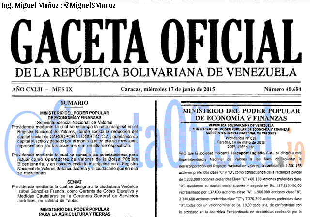 Gaceta Oficial 40684 del 17 junio 2015