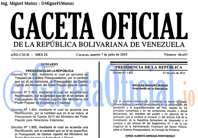 Gaceta Oficial 40697 del 7 julio 2015