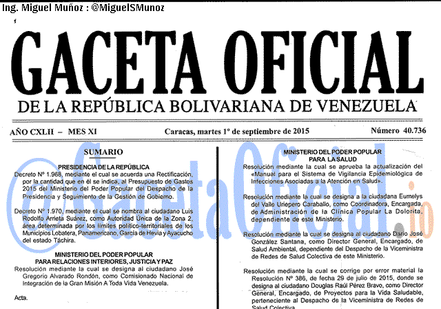 Gaceta Oficial 40736 del 1 septiembre 2015