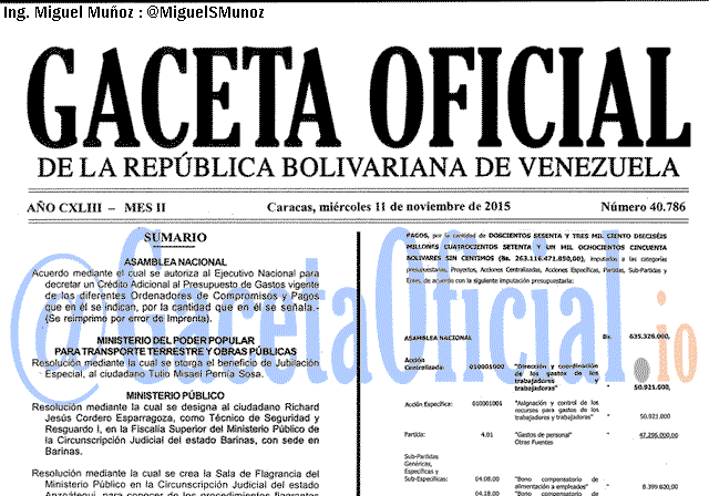 Gaceta Oficial 40786 del 11 noviembre 2015