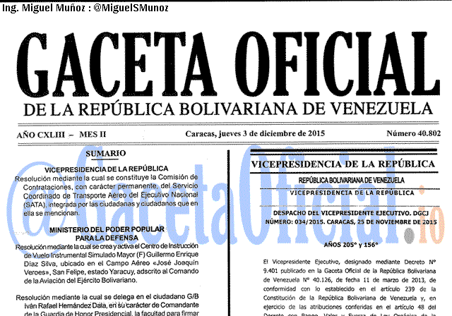 Gaceta Oficial 40802 del 3 diciembre 2015