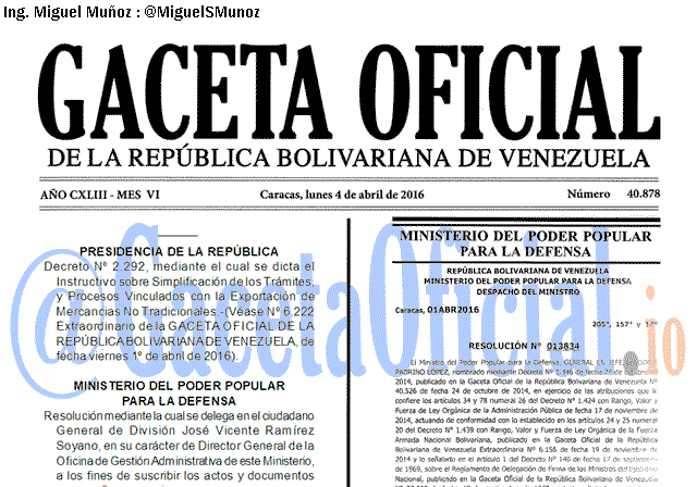Gaceta Oficial 40878 del 4 abril 2016