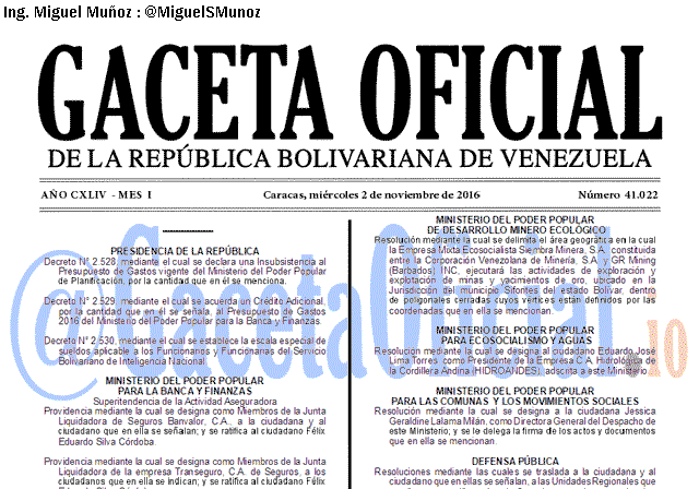 Gaceta Oficial 41022 del 2 noviembre 2016