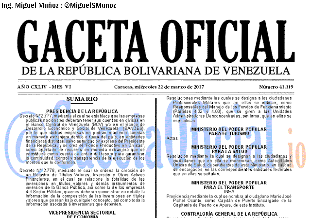 Gaceta Oficial 41119 del 22 marzo 2017
