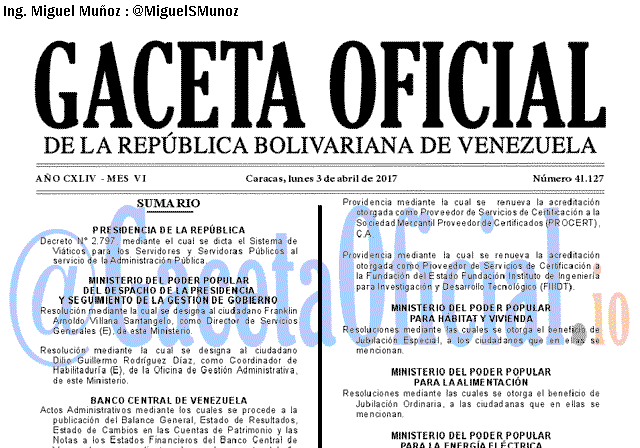 Gaceta Oficial 41127 del 3 abril 2017