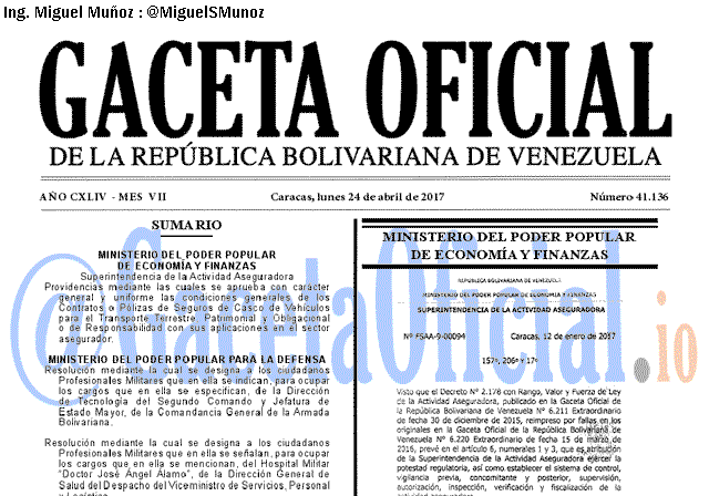 Gaceta Oficial 41136 del 24 abril 2017