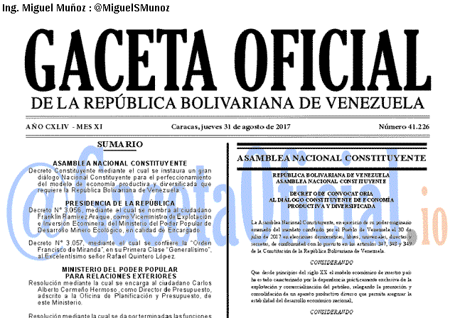 Gaceta Oficial 41226 del 31 agosto 2017