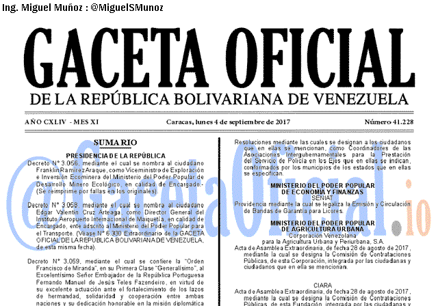 Gaceta Oficial 41228 del 4 septiembre 2017