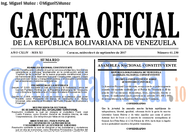 Gaceta Oficial 41230 del 6 septiembre 2017