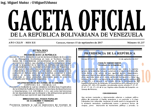 Gaceta Oficial 41237 del 17 septiembre 2017