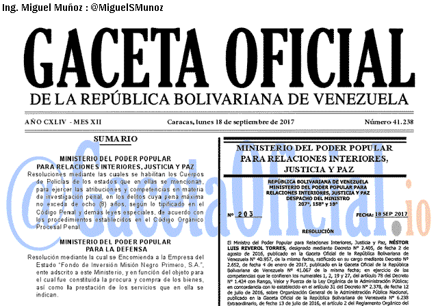 Gaceta Oficial 41238 del 18 septiembre 2017