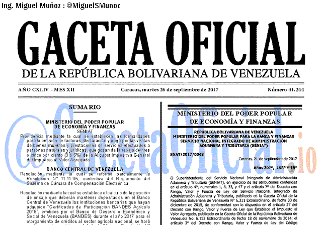 Gaceta Oficial 41244 del 26 septiembre 2017