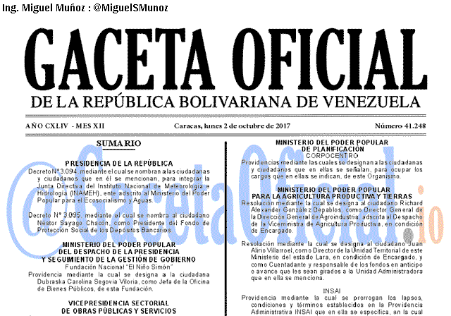 Gaceta Oficial 41248 del 2 octubre 2017