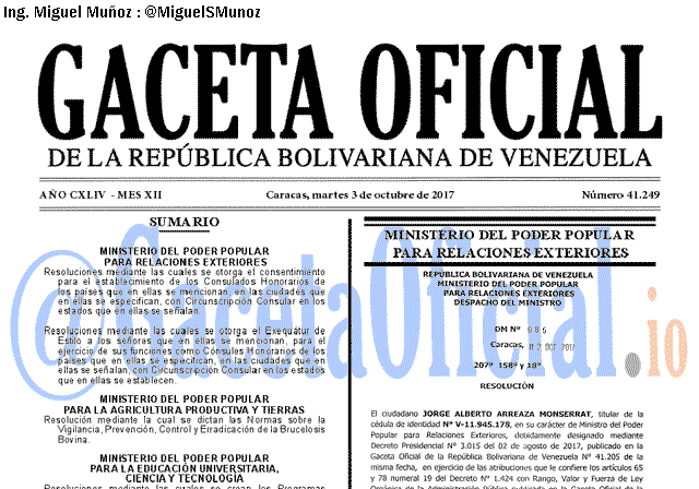 Gaceta Oficial 41249 del 3 octubre 2017