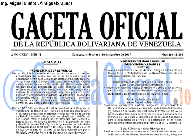 Gaceta Oficial 41294 del 6 diciembre 2017