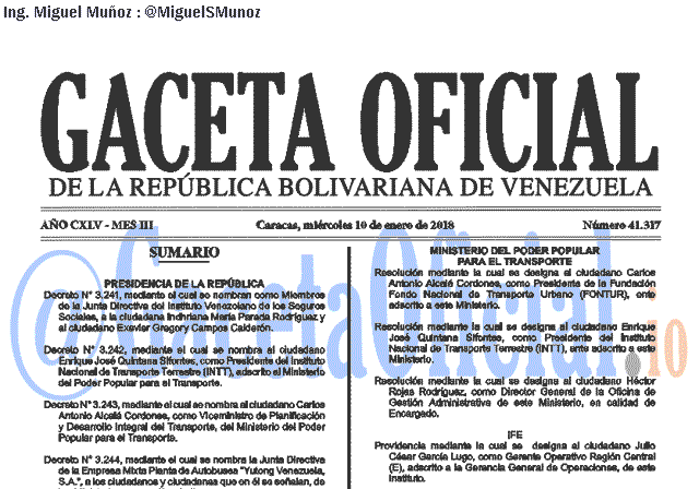 Gaceta Oficial 41317 del 10 enero 2018