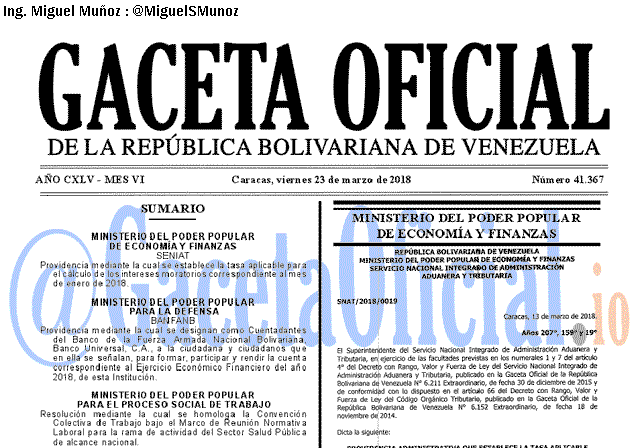 Gaceta Oficial 41367 del 23 marzo 2018