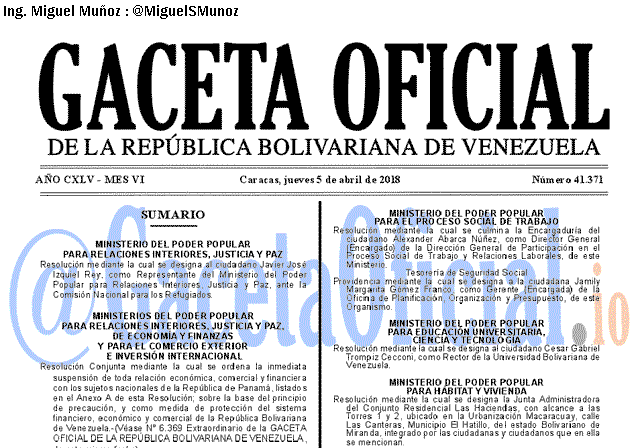 Gaceta Oficial 41371 del 5 abril 2018