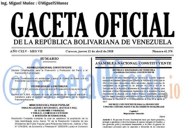 Gaceta Oficial 41376 del 12 abril 2018 Gaceta Oficial 41376 del 12 abril 2018