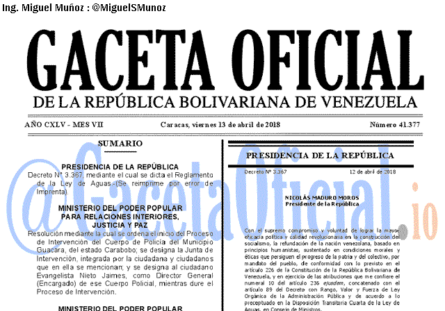 Gaceta Oficial 41377 del 13 abril 2018