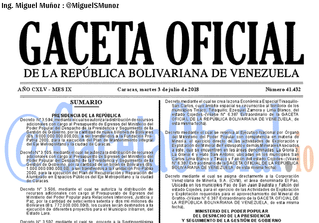 Gaceta Oficial 41432 del 3 julio 2018