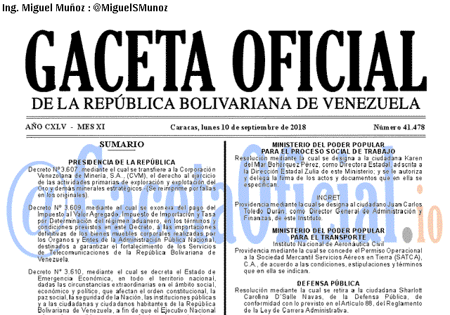 Gaceta Oficial 41478 del 10 Septiembre 2018