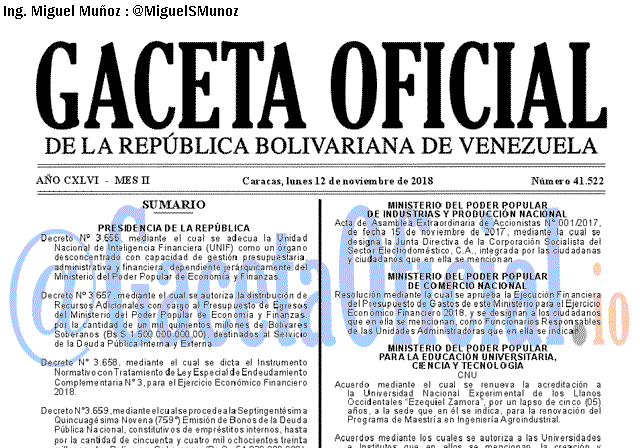 Gaceta Oficial 41522 del 12 Noviembre 2018