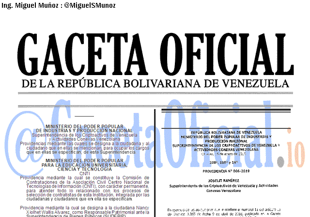 Gaceta Oficial 41568 del 21 Enero 2019