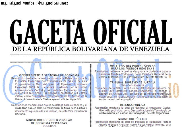 Gaceta Oficial 41571 del 24 Enero 2019