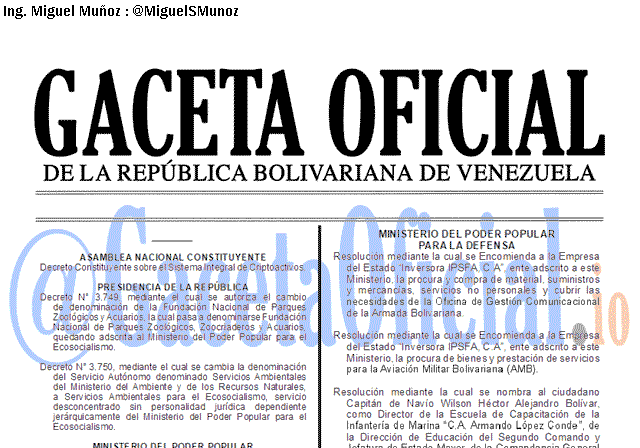 Gaceta Oficial 41575 del 30 Enero 2019