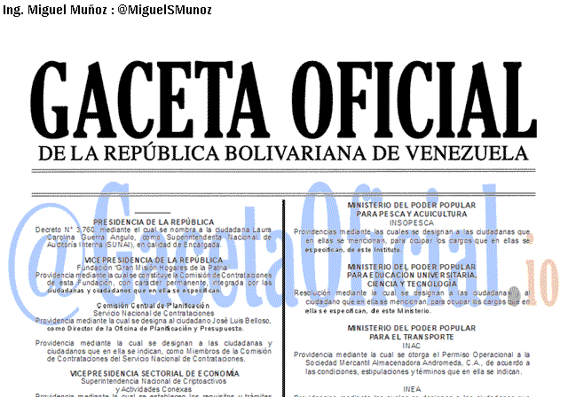 Gaceta Oficial 41581 del 7 Febrero 2019