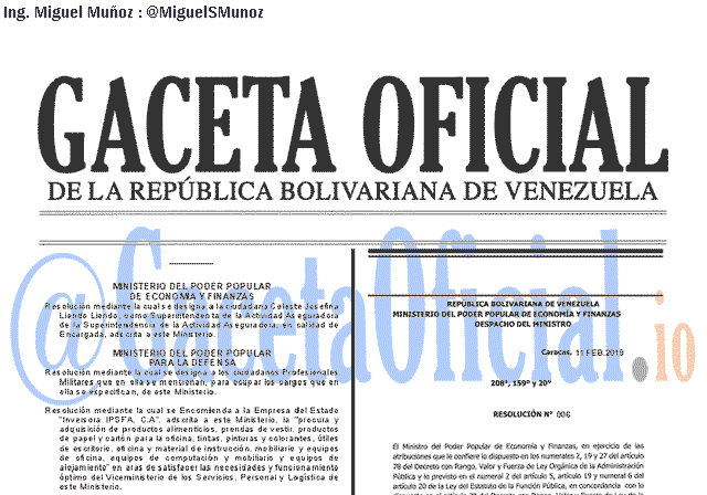Gaceta Oficial 41583 del 11 Febrero 2019