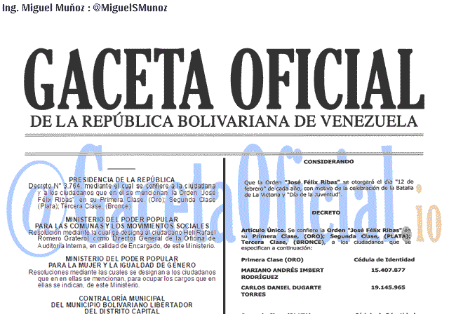 Gaceta Oficial 41586 del 14 Febrero 2019