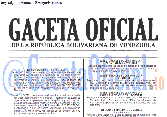 Gaceta Oficial 41588 del 18 Febrero 2019