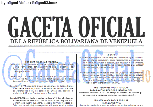 Gaceta Oficial 41589 del 19 Febrero 2019