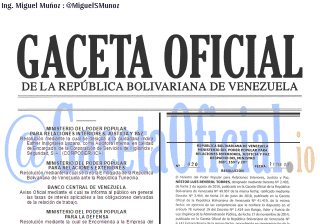 Gaceta Oficial 41591 del 21 Febrero 2019