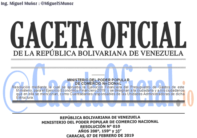 Gaceta Oficial 41593 del 25 Febrero 2019