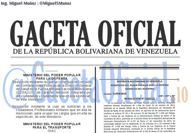Gaceta Oficial 41595 del 27 Febrero 2019