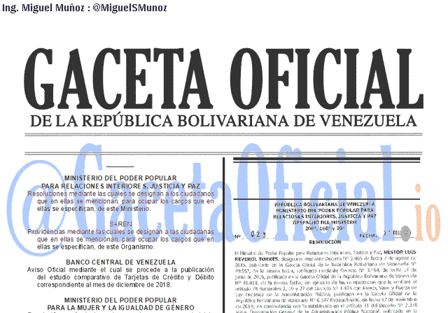 Gaceta Oficial 41596 del 6 Marzo 2019