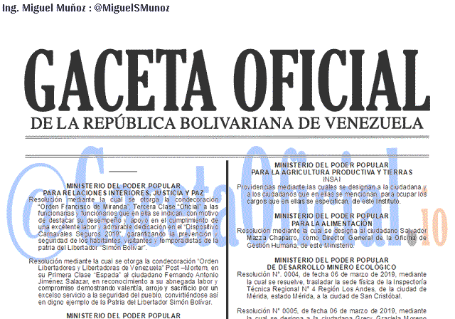 Gaceta Oficial 41597 del 7 Marzo 2019