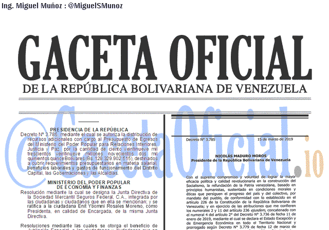 Gaceta Oficial 41599 del 15 Marzo 2019