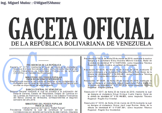 Gaceta Oficial 41604 del 22 Marzo 2019