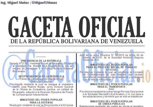 Gaceta Oficial 41606 del 29 Marzo 2019