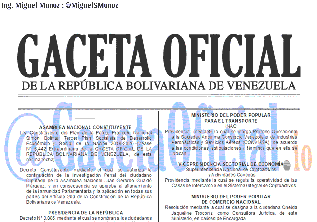Gaceta Oficial 41609 del 3 Abril 2019