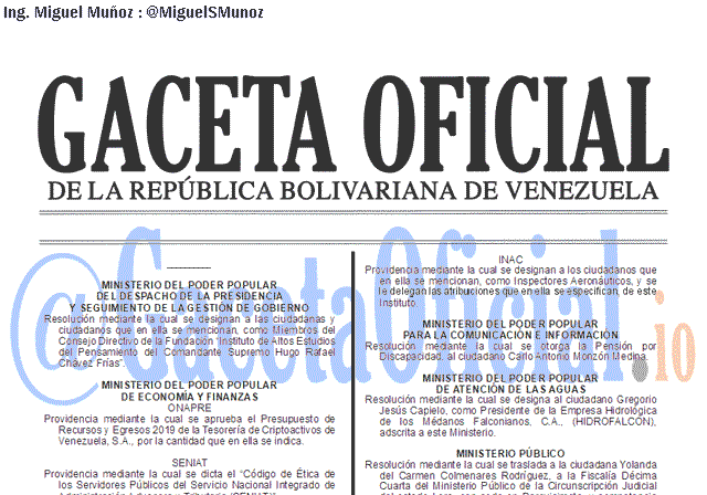 Gaceta Oficial 41613 del 9 Abril 2019 Gaceta Oficial 41613 del 9 Abril 2019