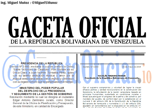 Gaceta Oficial 41626 del 6 Mayo 2019