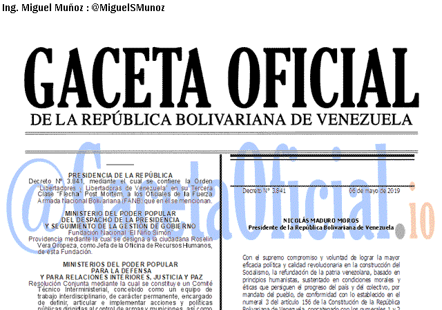 Gaceta Oficial 41628 del 8 Mayo 2019